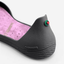 Load image into Gallery viewer, Freshoes Charcoal Grey with the Suede leather insoles Misty Rose close up view
