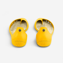 Load image into Gallery viewer, Freshoes Yellow Sun with the Suede leather insoles Turquoise Blue perspective view
