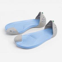 Load image into Gallery viewer, Jungle Light Grey with Blue soles perspective view
