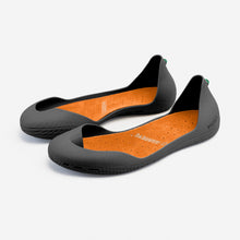 Load image into Gallery viewer, Freshoes Charcoal Grey with the Suede leather insoles Amber Orange perspective view
