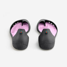 Load image into Gallery viewer, Freshoes Charcoal Grey with the Suede leather insoles Misty Rose rear view
