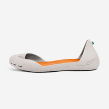 Load image into Gallery viewer, Freshoes Light Grey with the Suede leather insoles Amber Orange side view
