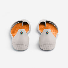 Load image into Gallery viewer, Freshoes Light Grey with the Suede leather insoles Amber Orange perspective view

