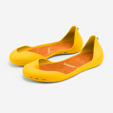 Load image into Gallery viewer, Freshoes Yellow Sun with the Suede leather insoles Amber Orange perspective view
